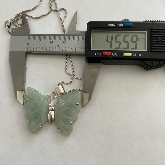 Jadeite jade butterfly 925 silver pendant chain - Picture 7 of 13